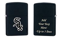 Zippo Personalized Message Engraved on Backside Chicago White Sox Team Baseball MLB Black Matte Windproof Lighter