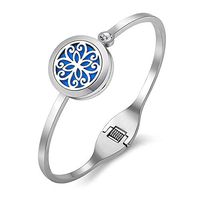 Lademayh Essential Oils Diffuser Bracelet Aromatherapy Locket Jewelry for Women, 20mm Stainless Steel Diffuser Cuff Bangle with 12 Felt Pads
