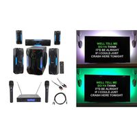 Rockville Bluetooth Home Theater Karaoke Machine System w/8" Sub + Wireless Mics