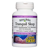 Stress-Relax Tranquil Sleep by Natural Factors, Sleep Aid with Suntheanine L-Theanine, 5-HTP, Melatonin, 45 softgels (22 servings)