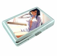Anime Girl Sexy Shirt Metal Silver Cigarette Case Holder Wallet RFID-blocking