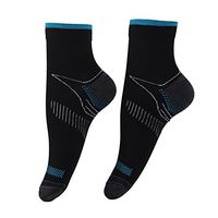 3 Pair Plantar Fasciitis Socks Black/Blue Heel Pain Foot Pain Relief Arch Support Running Gym Compression Foot Socks & Low Cut Foot Sleeves by Juniper's Secret (Small/Medium, Black/Blue)