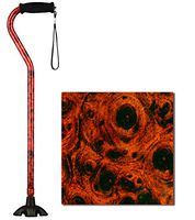 Nova Sugarcane, Walking Cane with Quad Tip & Carrying Strap, Stand Alone Cane, Mahogany