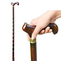 Weccan Wooden Cane with Supportive Curved Handle Gift Walking Canes as Gifts Walking Sticks for Men and Women Hand Crutch Crutches Fashionable Sturdy Stable Brown