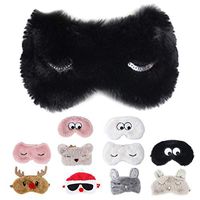 Sleep Mask for Women, EMWM Fun Cartoon Soft Comfortable Eye Mask Funny Eye Cover for Sleeping Novelty Animal Eye Shade No Pressure Plush Eye Mask Thanksgiving Gift for Son, Closing Eyes, Black