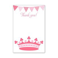 30 Blank Thank You Cards Princess Pink Coral Flag Banner Baby Shower Sprinkle Birthday Party + 30 White Envelopes