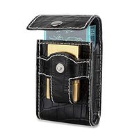 Black Cigarette Case Wallet with Lighter Holder Waist Belt Loop Cigarette Pack Case Box for Kind Size&100's