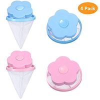 Anasu Flower-Type Reusable Washing Machine Floating Lint Mesh Bag Washer Lint Catcher, Hair Filter Net Pouch, Washer Household Tool 2/4/6 Pieces (2Pcs Blue+Pink)
