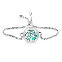 Lademayh Men's Diffuser Bracelet for Aromatherapy Essential Oils, Tree of Life Stainless Steel Diffuser Locket with Adjustable Chain Bracelet