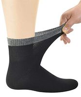 Men's Bamboo Diabetic Ankle Socks With Seamless Toe Black, 6 Pairs Size 10-13