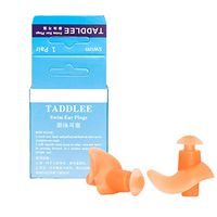 Taddlee Swimming Ear Plugs Silicone Waterproof Earplugs for Showering Adult (Orange)