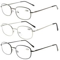 Eyekepper Metal Frame Spring Hinged Arms Reading Glasses 3 Pair Valupac Metal Readers +2.75