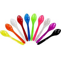 Curved Plastic Ice Cream Spoons - 10 Mixed Colors Disposable Dessert Spoons - 5.75 Inch Birthday Party Spoons - Frozen Dessert Supplies - Fast Shipping! 500 Count