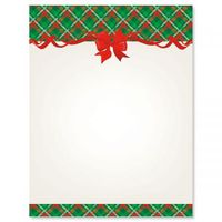 Plaid and Ribbons Christmas Letter Papers - Set of 25 Christmas Stationery Papers are 8 1/2" x 11", Compatible Computer Paper
