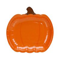 Geeklife Pumpkin Shape Paper Plates , Cute Orange Disposable Paper Plates Set ,16 Pcs Decorative Tableware Set
