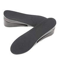 GrmeisLemc 2Pcs Unisex Invisible Insoles 4-Layer Sport Heel Lift Height Increase Breathable Shockproof Flexible Shoe Pads - Black L