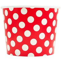 Valentine's Day Red Paper Ice Cream Cups - 16 oz Polka Dotty Disposable Bowls - Comes in Many Colors - Frozen Dessert Supplies - 50 Count