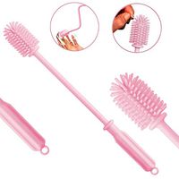 Fymural Silicone Bottle Brush Cleaner - BPA Free Bottle Cleaning Brush with 15” Long Handle Glass & Plastic Water Bottles Brush for Washing Narrow Neck Containers Sports Bottle, Vase (Pink)
