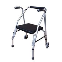WALKER'S Elderly Folding Wheeled, Adjustable Height, Stainless Steel Push Chair Portable Walking Frame, Mobile Assisted Walking Device Suitable for Disabled People