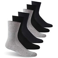 Facool Diabetic Socks Mens Womens, Non-Binding Diabetes and Circulatory Odor Resistant Crew Socks 6 Pairs Medium Black/Grey/Dark-Navy Blue