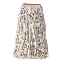 Cotton/Synthetic Cut-End Blend Mop Head, 24oz, 1" Band, White, 12/Carton