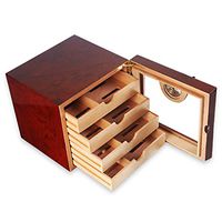 Cigar Humidor Desktop Cigar box cigar cabinet, imported cedar wood cigar humidor 4 layer large capacity piano paint, with humidifier and hygrometer constant temperature and humidity thickening, men's
