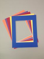 Pack of 10 8x10 Picture Mats, 5 Bright Colors, with White Core Bevel Cut for 5x7 Pictures
