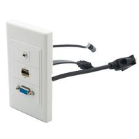 YinXiong 1 Gang No Screw HDMI VGA 3.5mm Stereo Audio Wall Plate With 10CM Length Short Cable
