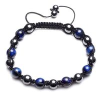 CrystalTears Women Mens Hematite Magnetic Therapy Bracelet Blue Tigers Eye Beads Reiki Healing Energy Stone Braided Bracelet for Pain Relief