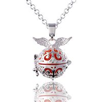 Angel Wing Cage Locket Feather Aromatherapy Essential Oil Diffuser Pendant Layered Lava Stone Necklace