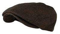 Wonderful Fashion Men's Herringbone Tweed Wool Blend Snap Front Newsboy Hat (DK.Brown, LXL)
