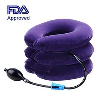 Cervical Neck Traction Device Inflatable Neck Stretcher, Easy to Use for Chronic Neck and Shoulder Pain Relief Traction Spine Alignment, Neck Cervical Brace Collar Pillow for Home and Travel, Purple