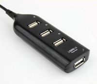 HK Black High Speed 4 Port Mini USB 2.0 Network Hub For Laptop PC