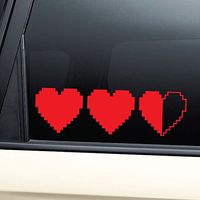 Hearts 8-Bit Retro Video Game Gaming Vinyl Decal Laptop Car Truck Bumper Window Sticker - Red