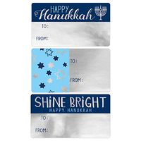 Hanukkah Gift Tags, 75 Stickers (Metallic Silver Foil)