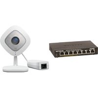Arlo Q Plus - 1080p HD & Night Vision Security Camera (VMC3040S) Bundle with 8-Port Gigabit Ethernet Switch with 4-Port PoE (GS308P-100NAS)