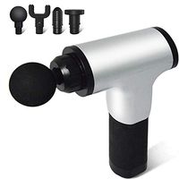 Siimyy 6 Speeds Muscle Massage Gun Handheld Electric Body Massager Gun Tool Machine Vibration Cordless Silver 7.4V