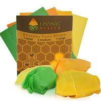 Living Health Beeswax Reusable Food Wrap (1 S, 2 M, 1 L) – Organic, Eco Friendly Wrapper – Keep Fruits, Vegetables, Leftovers Fresh – Alternative to Plastic Cling Wrap and Aluminum or Reynolds Wrap