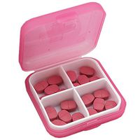 Medicine Pill Case,Quaanti Mini 4 Slots Portable Medical Pill Box Drug Medicine Case Organizer Candy Storage Box Vitamin Box Case Container (Pink)