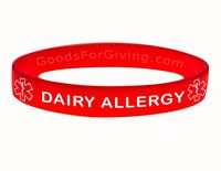 Dairy Allergy ID Bracelet Wristband - Red - 7 Inches - Youth