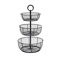 Bowl Bowls Dishware Multi-layer black wrought iron fruit basket, two-layer three-layer circular storage rack fruit and vegetable dried fruit basket for kitchen restaurant gifts Hotel tableware home no