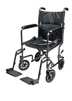 Everest & Jennings Steel Transport Wheelchair, Fixed Full Arms & Swingaway Footrests, 17" Seat, Silvervein Color