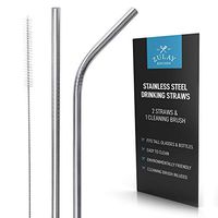 Premium Stainless Steel Straws - Set of 2 with Cleaning Brush - Premium Reusable Metal Straws for Drinks & Safe for Kids - Eco-Friendly Reusable Straws - by Zulay Kitchen