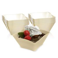 Elegant Disposable Plastic Bowls 120 Pcs - 14 oz Heavy Duty Fancy Wave Ivory Soup Bowls – Reusable Bulk Party Dessert Cereal Salad Bowls For Wedding, Christmas, Thanksgiving, Birthday & All Occasions