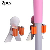 Vpang 2 Pcs Stainless Steel 3M Self Adhesive Broom Mop Holder Broom Gripper Holds Wall Mounted Cleaning Tools Organizer (Herringbone)