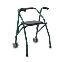 Walkers for Seniors with Seat Wheeled Seated Hemiplegia Walker, Fracture Walking armrest Frame Rehabilitation Walker, Foldable Rolling Walkers (Color : Green)