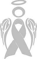 BRAIN CANCER AWARENESS ANGEL RIBBON LOGO SYMBOL VINYL STICKERS SYMBOL 5.5" DECORATIVE DIE CUT DECAL FOR CARS TABLETS LAPTOPS SKATEBOARD - GREY COLOR