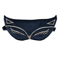 Silk Sleep Eye Mask for Women and Men Soft Ladies Ultra Lightweight Adjustable Strap Satin Eye Night Blindfold Eyeshade Cover for Full Night's Sleep, Travel and Nap Blue Fox