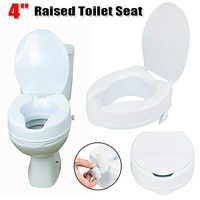 AN&GLOBALS Raised Toilet Seat Elevated 4 Inch Adjustable 300 lbs White w/Cover