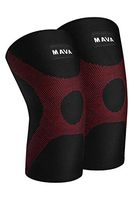 Mava Sports Knee Compression Sleeve Support with Adjustable Strap for Men and Women - Perfect for Joint Pain, Weightlifting, Running, Gym Workout, Squats and Arthritis Relief (Red, Large)